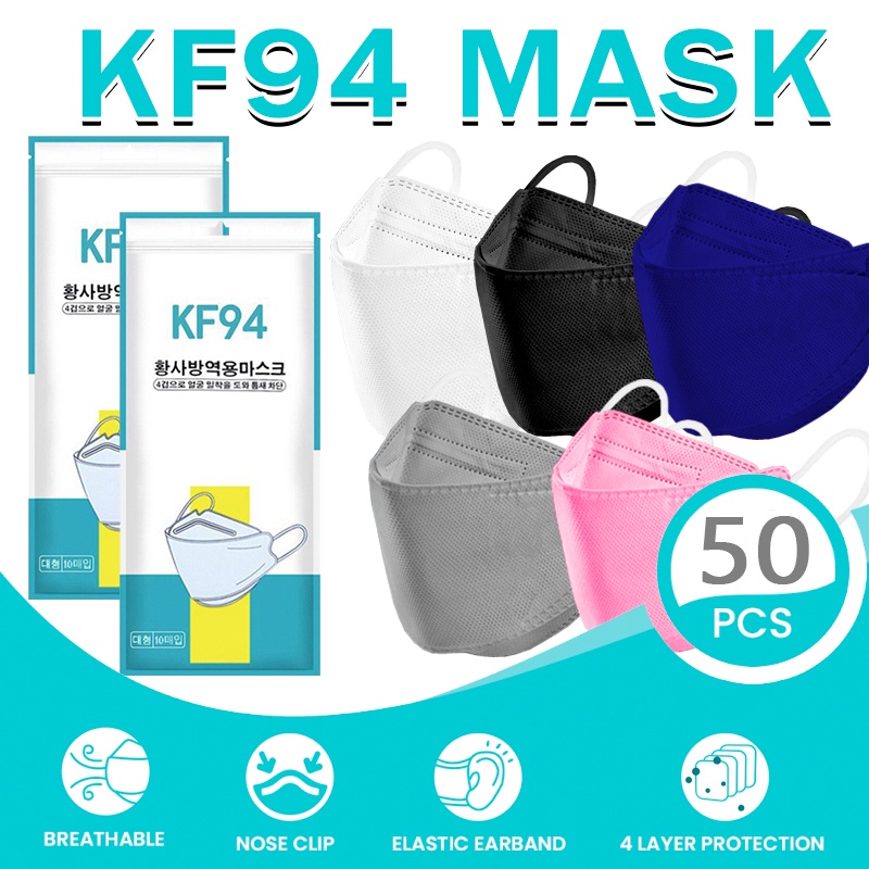 (Local Stock)50PCS KF94 Korean Mask Adult facemask KN95 3D Fish Mouth
