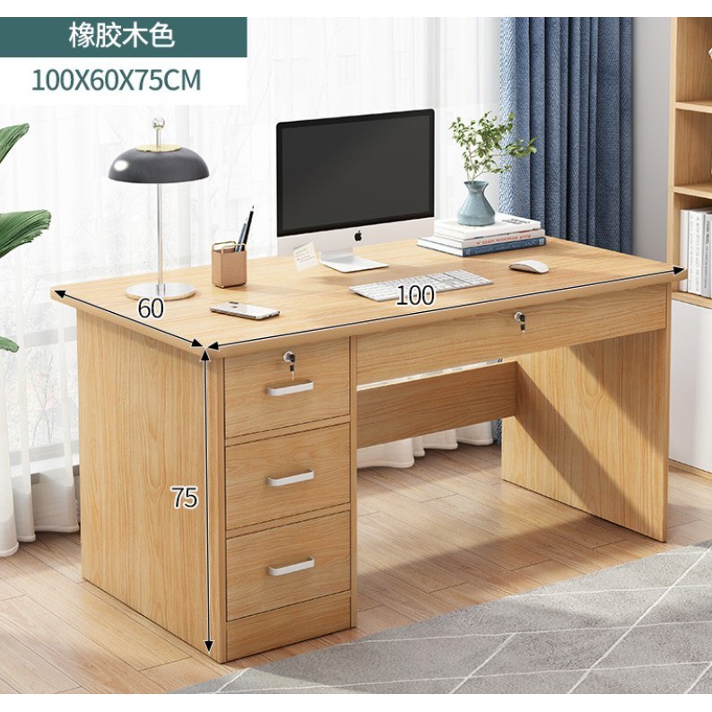 Office Home Computer Desktop Desk Table with Drawers & Keylocks 100cm x