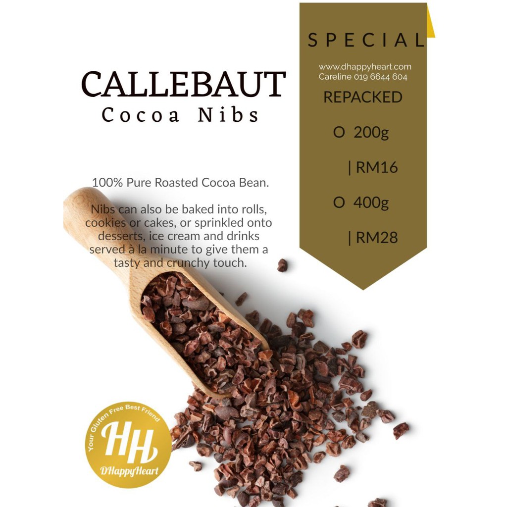 CallebautRoasted Cocoa Nibs [Sugar Free, Pure Cocoa] (Repacked 200g
