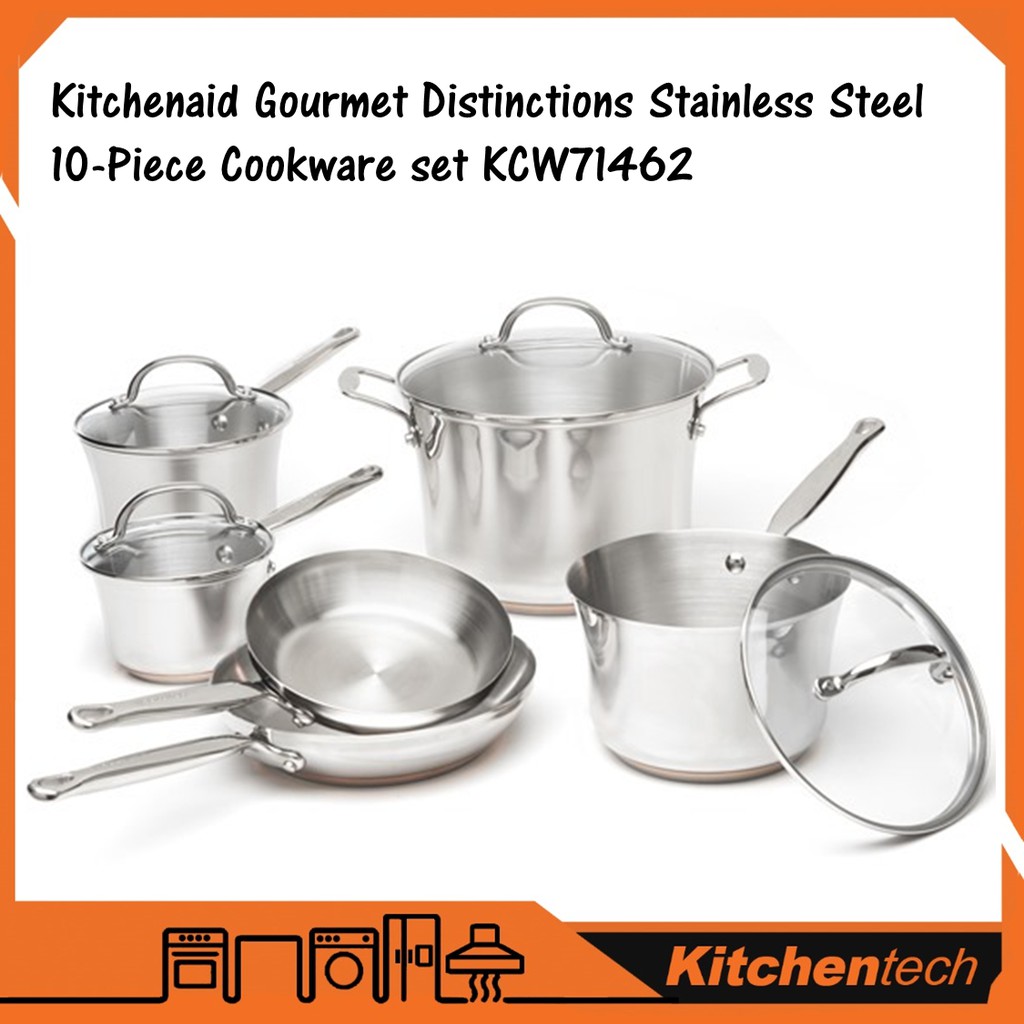 Kitchenaid 10Piece Cookware Set KCW71462 Stainless Steel Gourmet