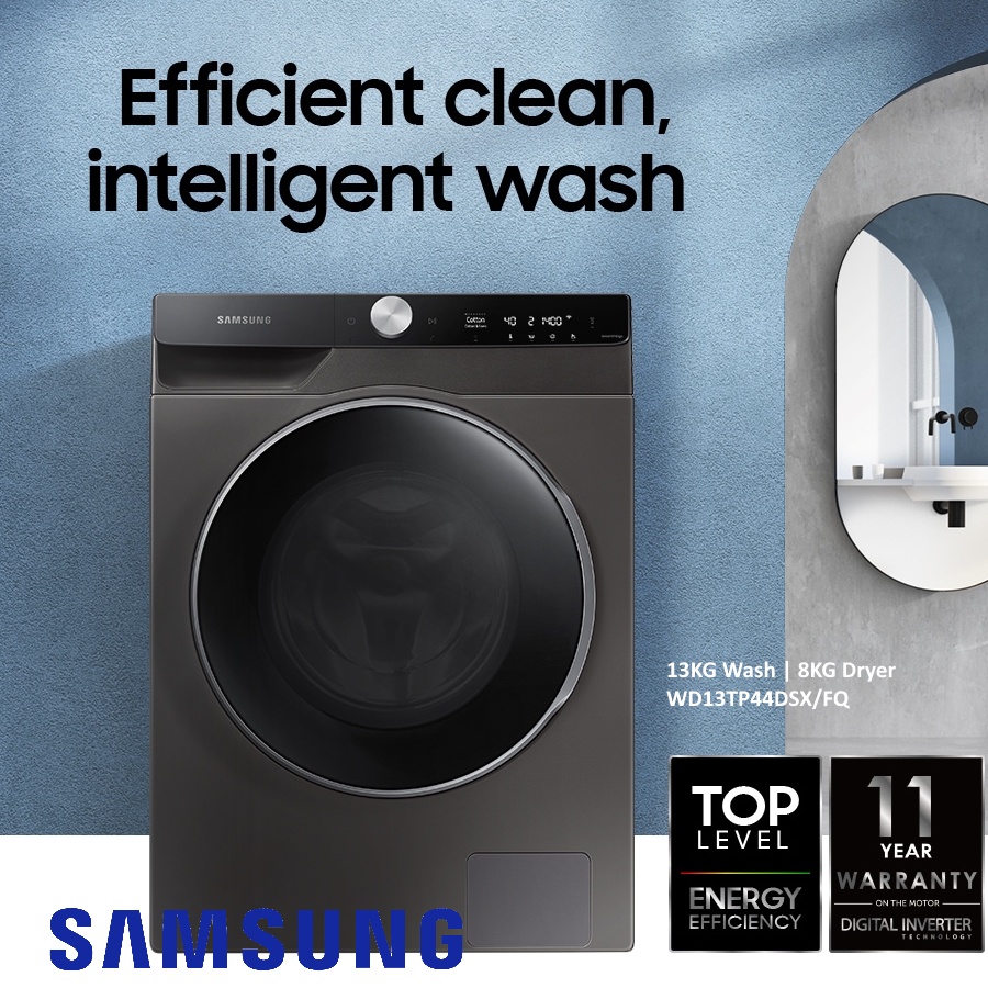 Samsung Front Load Washer Dryer with AI Ecobubble 13KG Wash & 8KG Dry