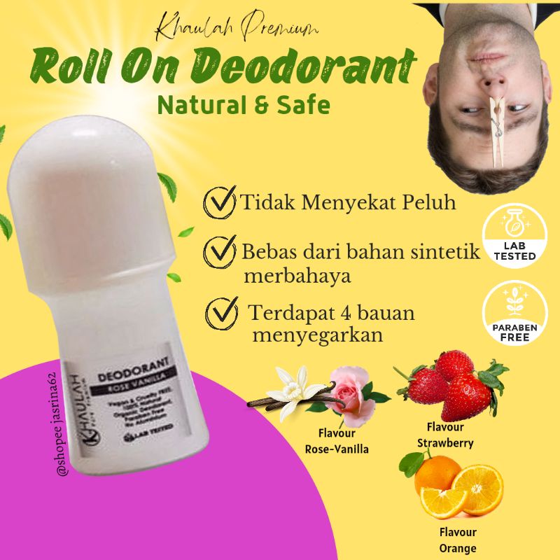 🔥NEW🔥Rose Vanilla Khaulah RollOn DeodorantNonToxicTanpa Aluminium Shopee Malaysia