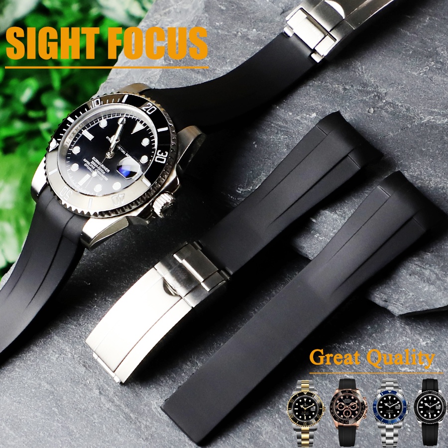Premium Quality 20mm Curved End Rubber Watch Strap for Rolex Submariner