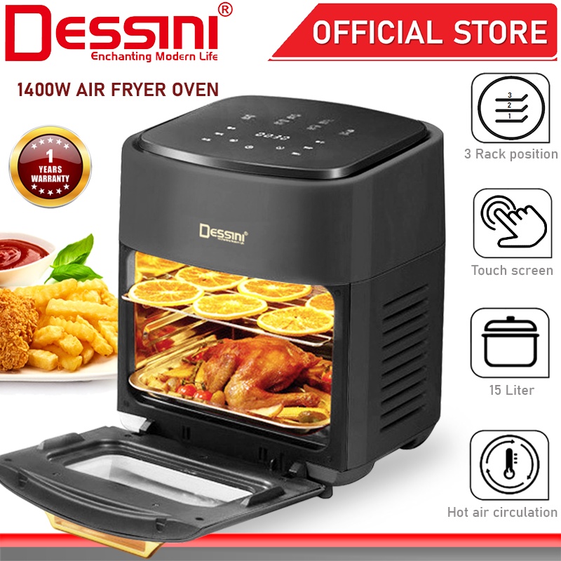 DESSINI ITALY AF15 Electric Oven Convection Air Fryer Toaster Timer