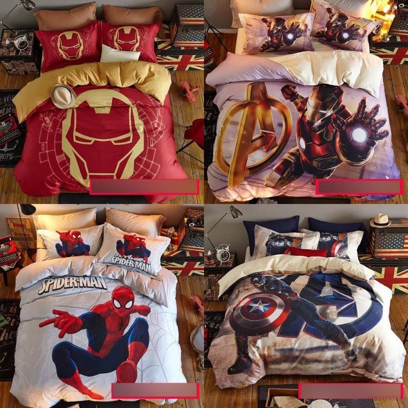 Cute The Avengers Bedding Set Bed Sheet Quilt Cover Pillowcase Home