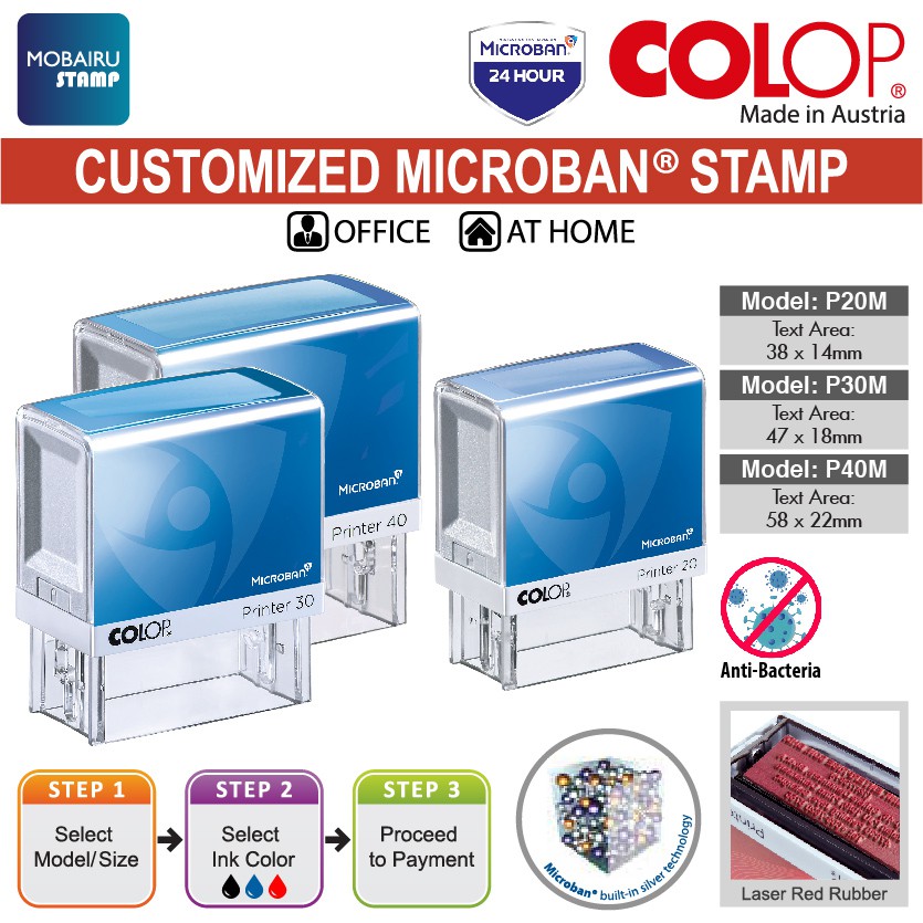 COLOP Microban Customized Rubber Stamps Printer Line P20M to P40M