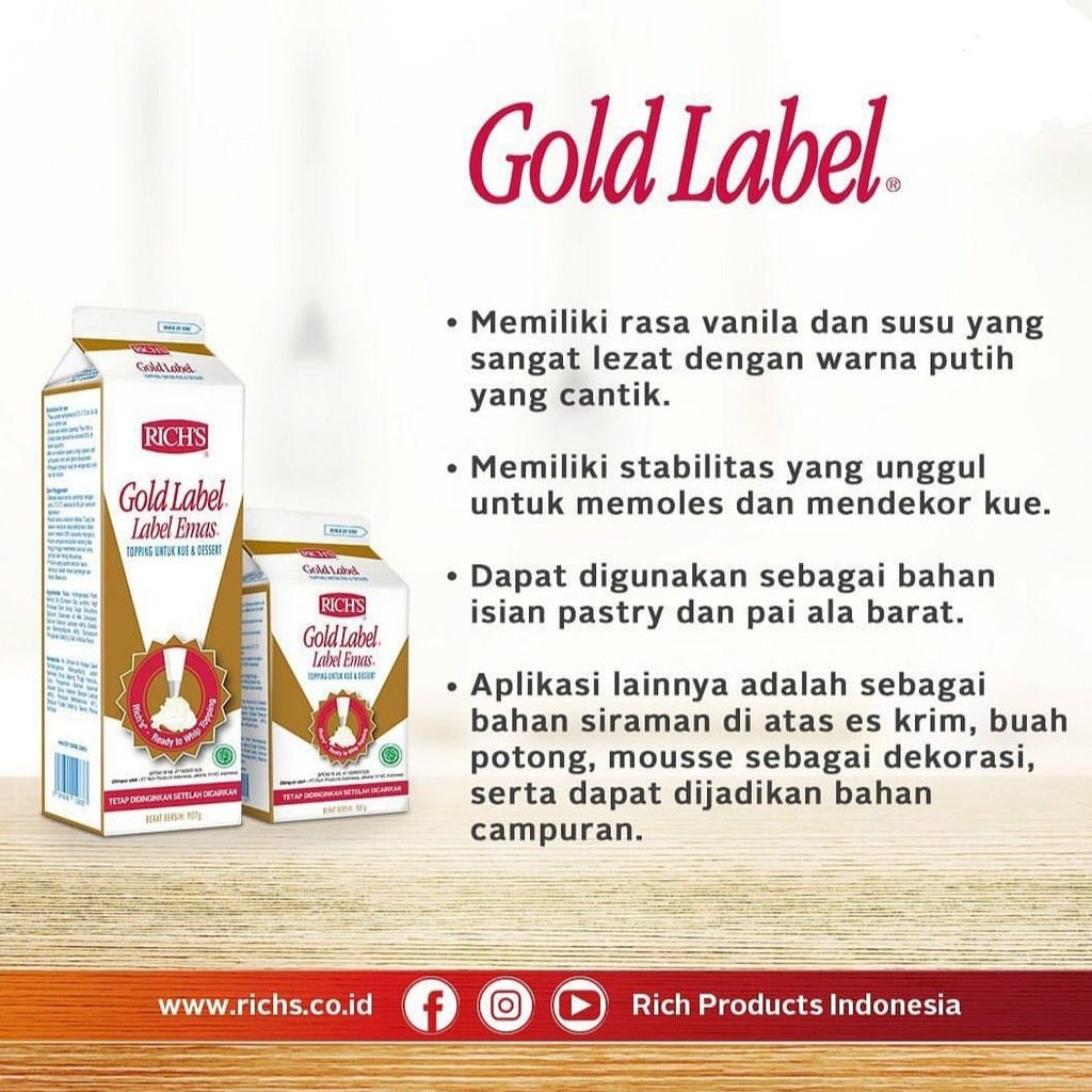 Rich WHIPPING CREAM GOLD LABEL 907 GR Shopee Malaysia