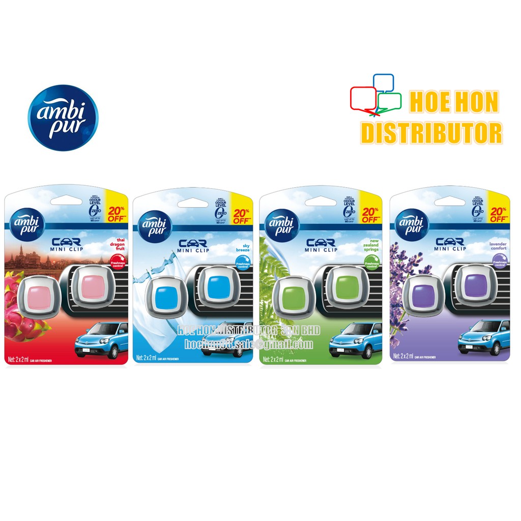 Ambi Pur Car Mini Clip Air Freshener 2ml x 2 (Pengharum Mobil) Shopee