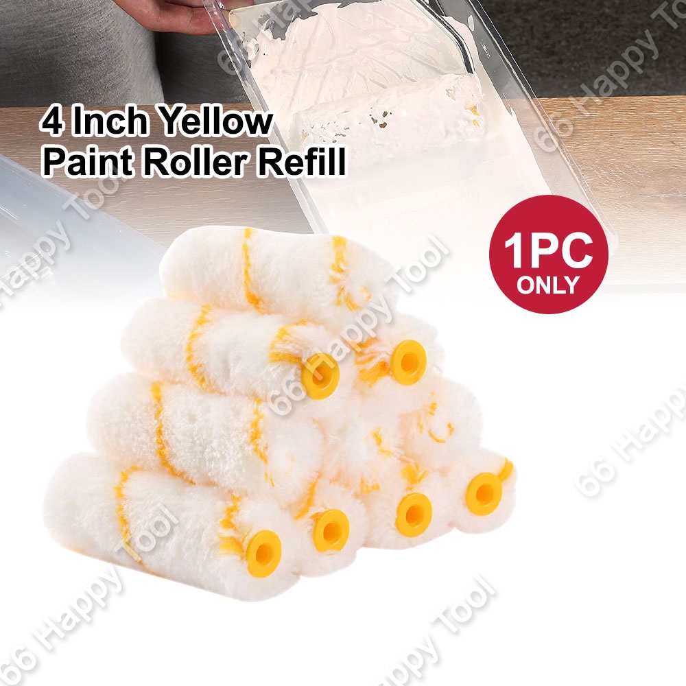 4 Inch Paint Roller Refill 100mm White with Yellow Line Roller Paint
