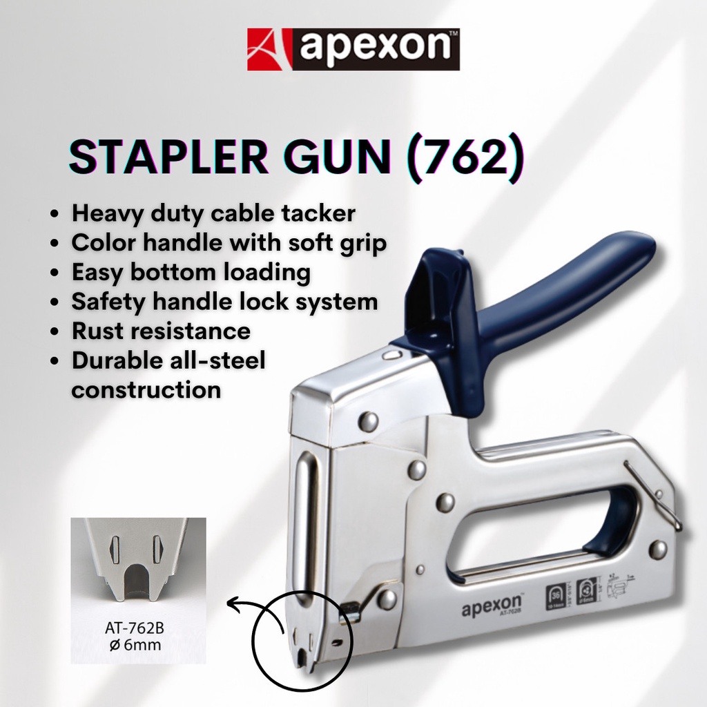 Apexon AT762B Heavy Duty Stapler Gun / Metal Cable Tacker [Ready Stock