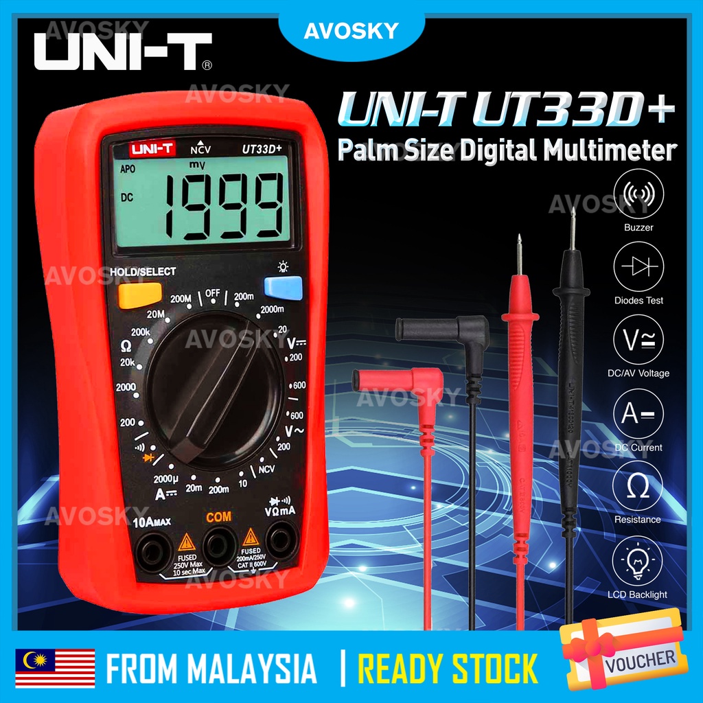 AVOSKY UNIT UT33D+ Palm Size Digital Multimeter LCD Capacitance