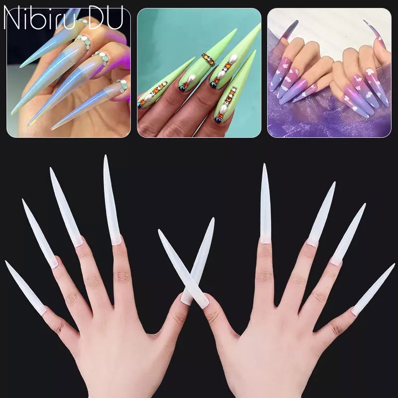 New Extra Long False Nail Tips Press On XXL Full Cover DIY Salon