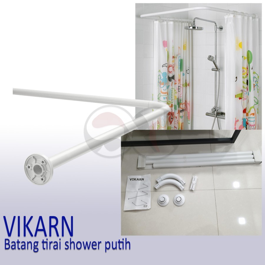 PUTIH Vikarn White shower Curtain Rod/L Shape shower Curtain Rail/Curtain Rod Shopee Malaysia