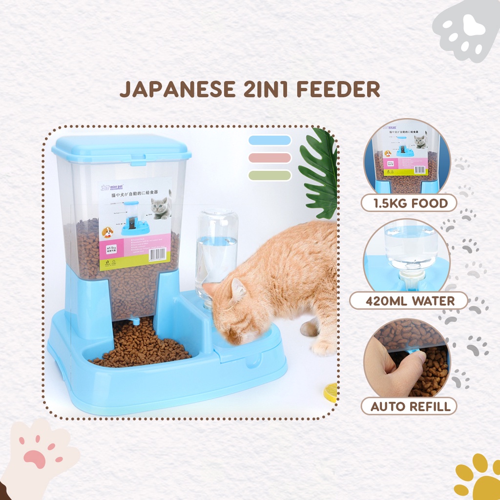 2 in 1 Automatic Pet Feeder Waterer Cats Dogs Food & Water Dispenser