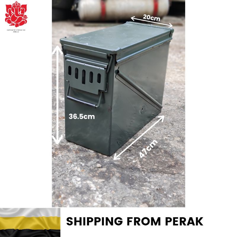 (XXL) Vintage Army Ammo Box Toolbox Peti Peluru Multipurpose