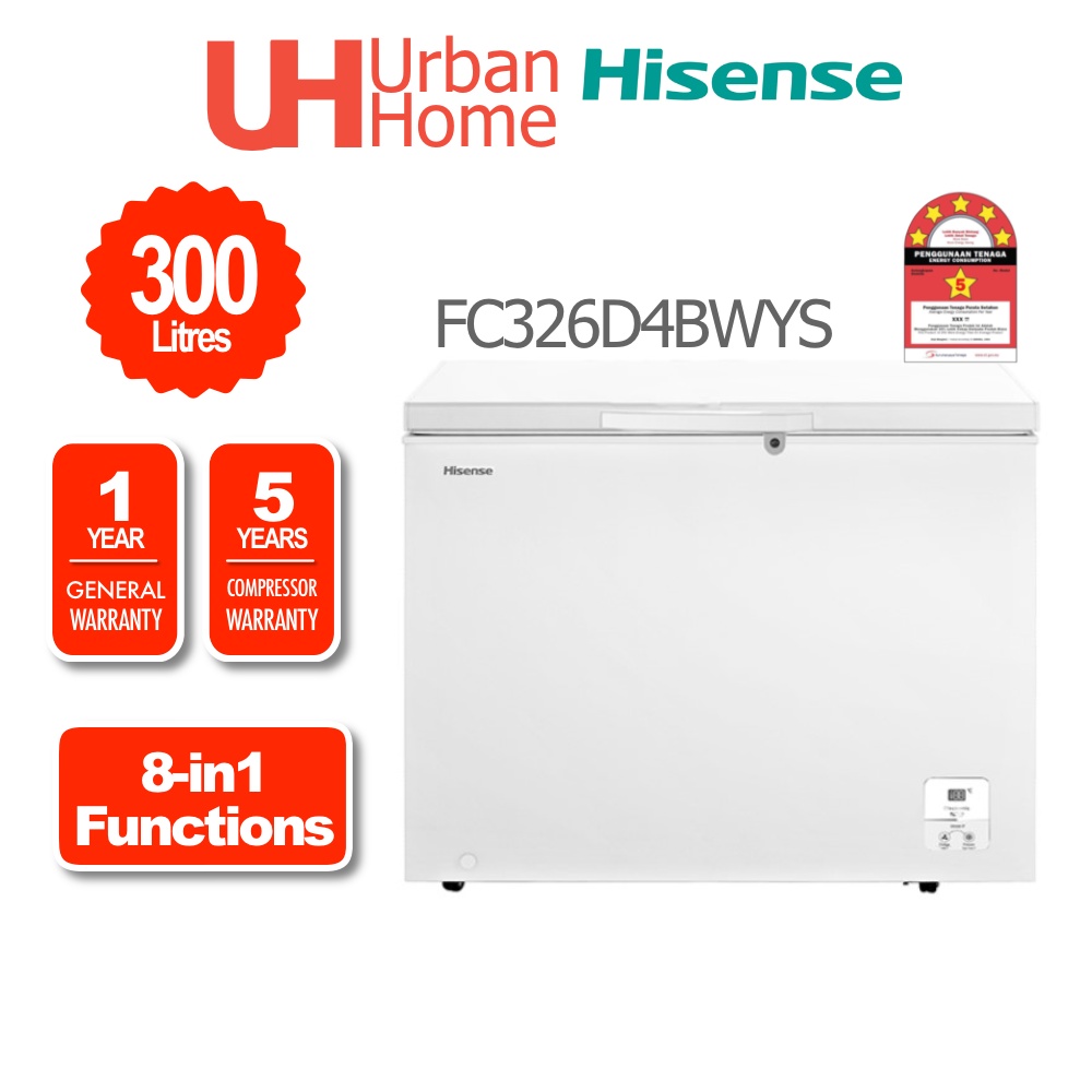 Hisense 8in1 Super Freeze Chest Freezer (300L) FC326D4BWYS / FC326