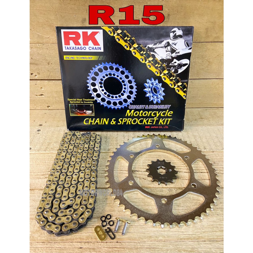 RANTAI RK YAMAHA R15 R15M MT15 V3 FULL SET RK TAKASAGO CHAIN SPROCKET