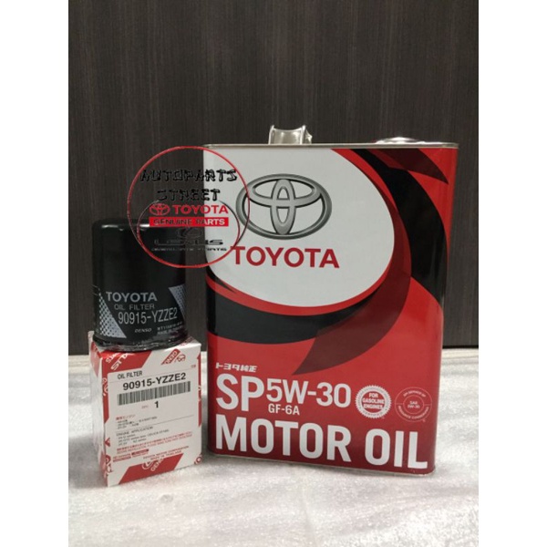 PACKAGE TOYOTA SYNTHETIC ENGINE OIL SP5W-30 GF-6A + OIL FILTER YZZE2