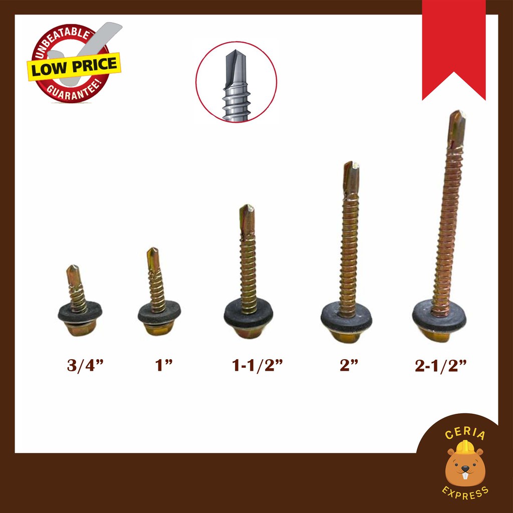 [50pcs] (IRON) (BESI) Self Drilling Hex Head Roofing Awning Screw
