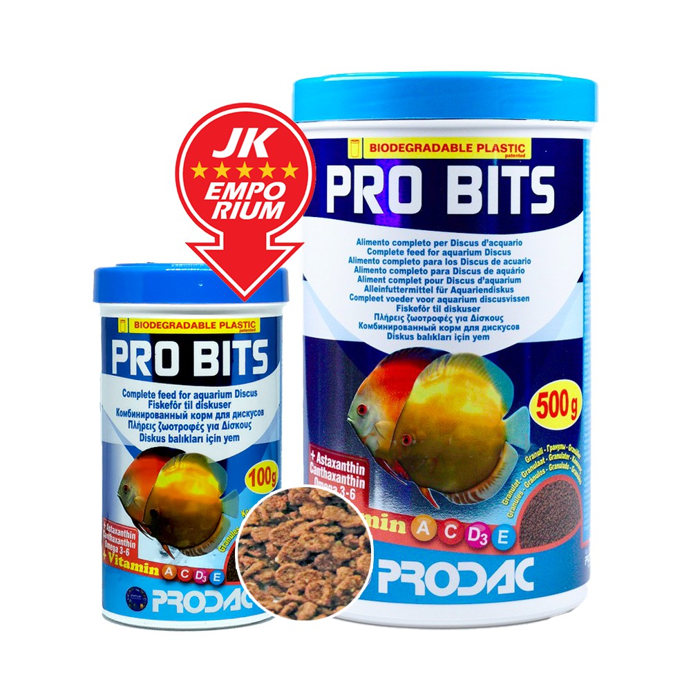 Prodac Pro Bits 100g 500g Slow Sinking Makanan Discus Fish Food