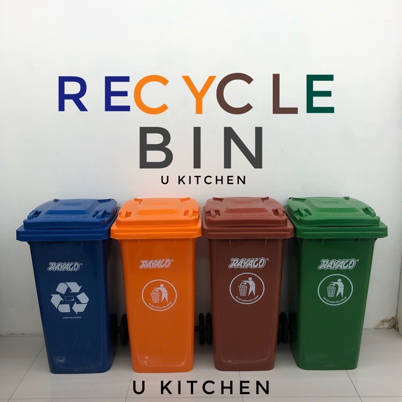 Big Garbage Bin With Wheel / Green Mobile Garbage Waste Bin Outdoor