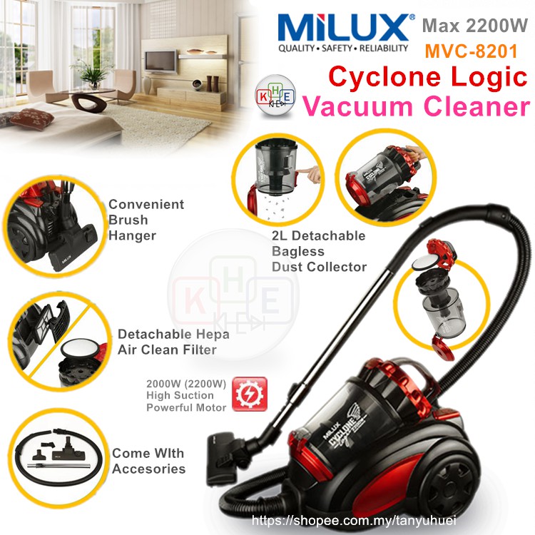 Milux Powerful Cyclonic Logic Vacuum Cleaner 2200W MVC8201 Shopee