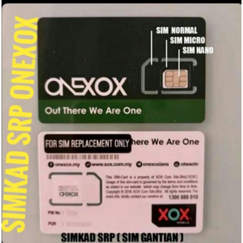 ONEXOX SIM CARD REPLACEMENT XOX Shopee Malaysia