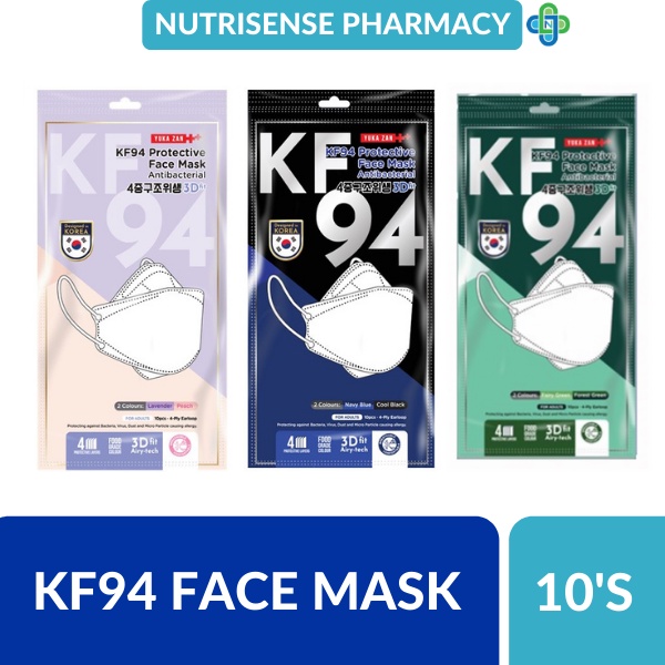Yuka Zan KF94 4PLY Protective Face Mask Antibacterial 10's (navy blue