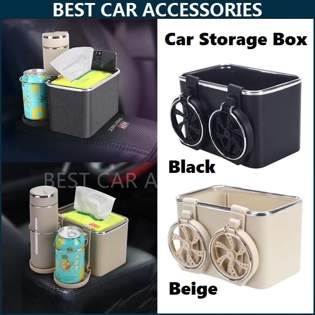 Car armrest storage box multifunctional tissue box cup holder foldable