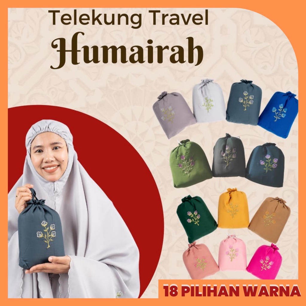 [18 Warna] Telekung Solat Travel Set Ringan Bag Mini Pouch Humairah