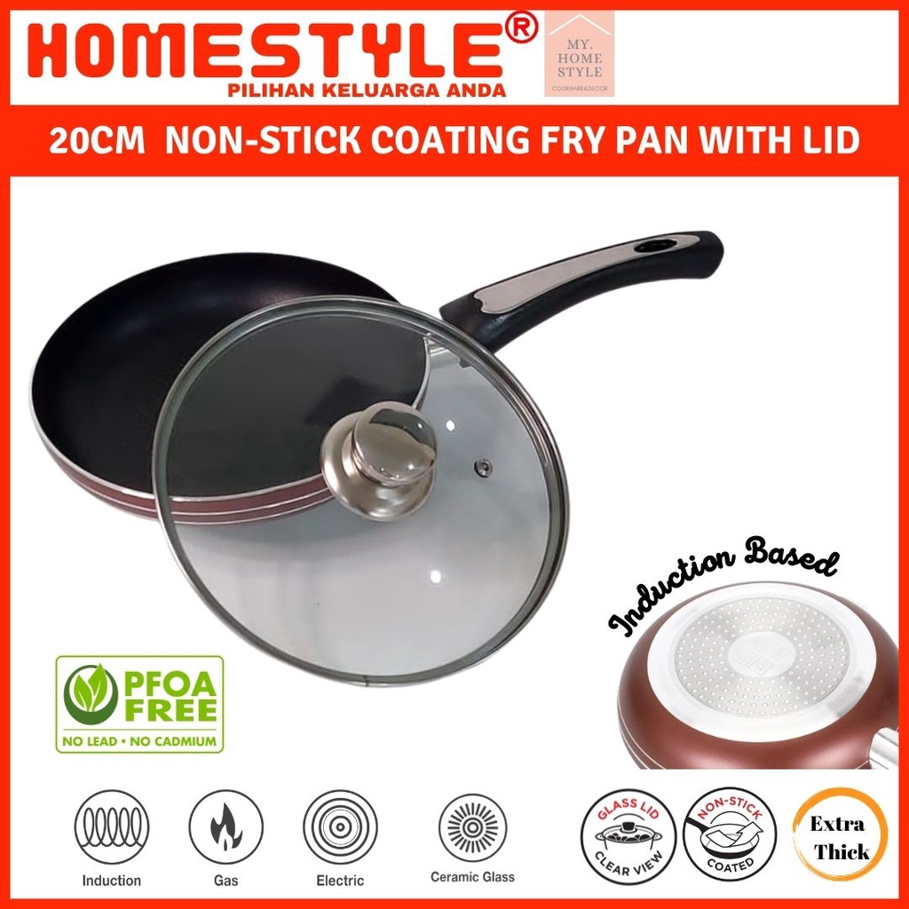 [READY STOCK] 20cm Non Stick Deep Frypan/Frying Nonstick Pan with Lid