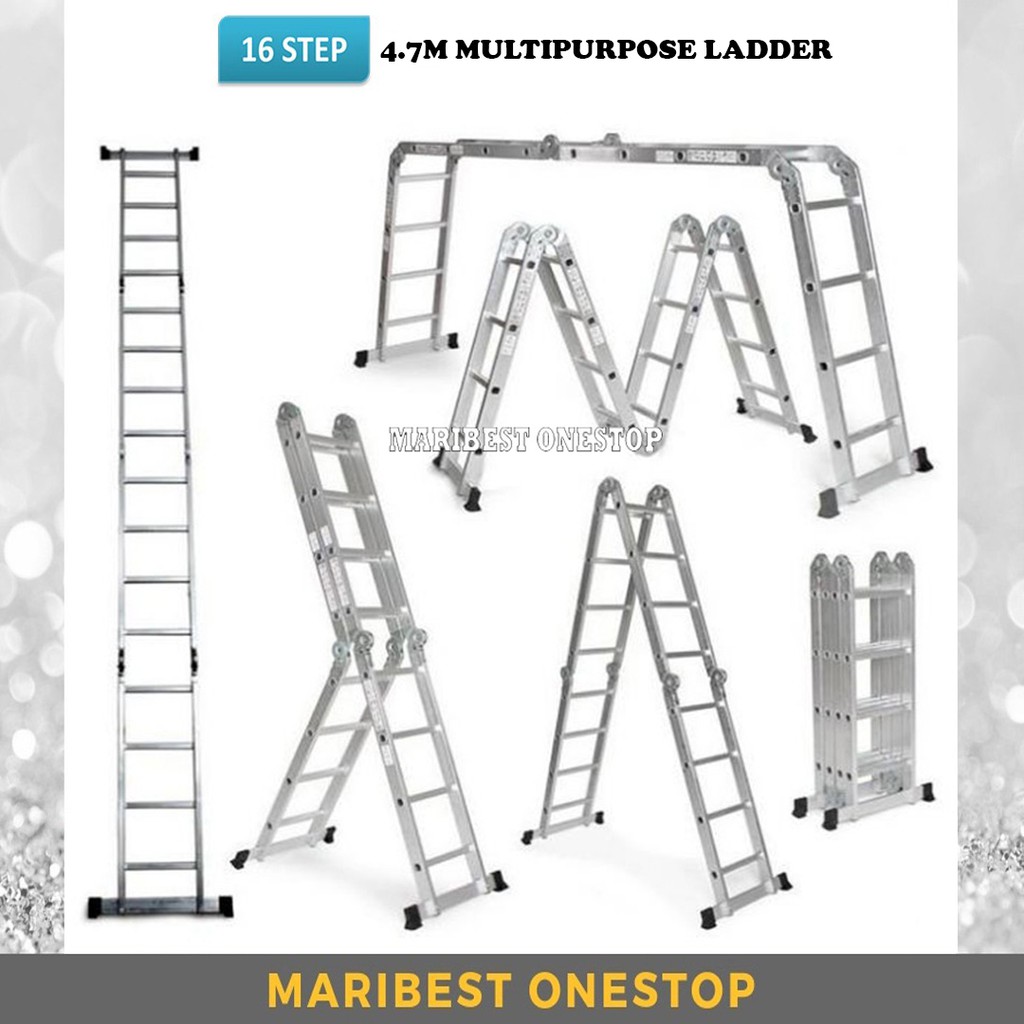 16 STEP (4.7M) / 12 STEP (3.7M) ALUMINIUM MULTIPURPOSE LADDER M37 / M47