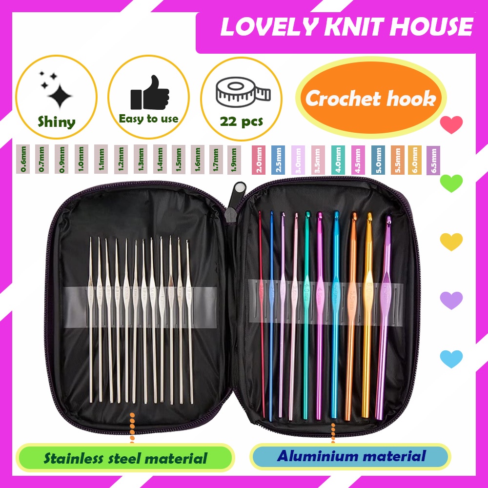 22 pcs/set Wooden Crochet Hooks Opp Packaging Knitted Kit Set Shopee