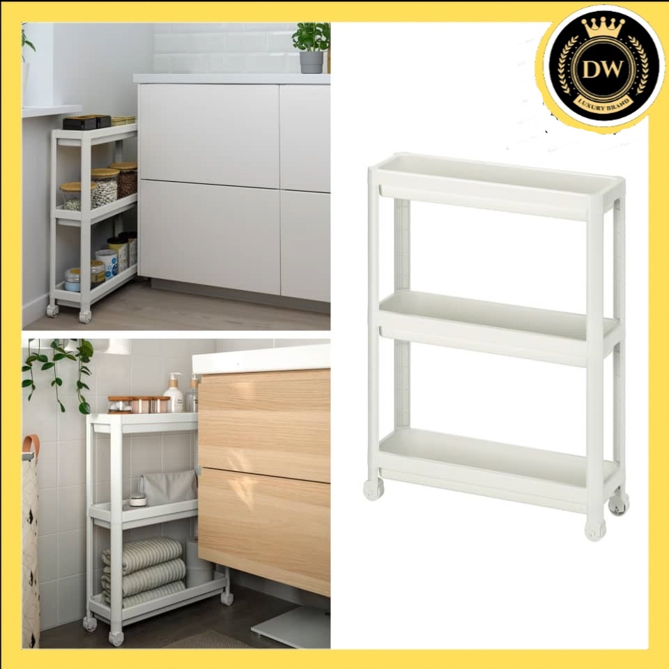 VESKEN TROLLEY WHITE 54X18X71CM IKEA TROLLEY BATHROOM TROLLEY KITCHEN