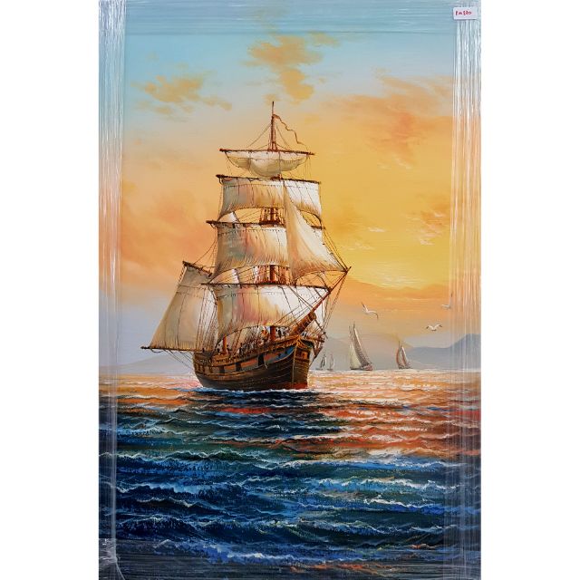 Hand painted wall oil painting on canvas (feng shui sailing ship