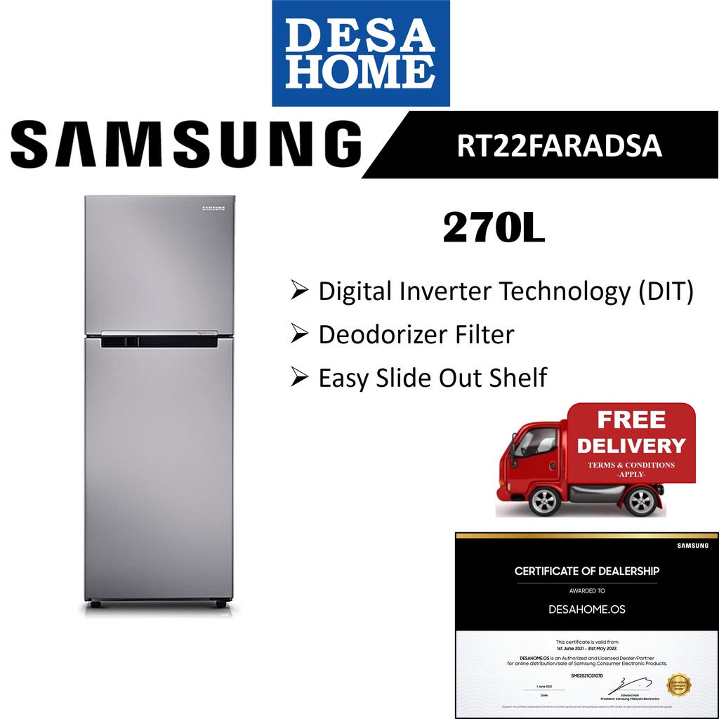 (FOC SHIPPING WITHIN KL) SAMSUNG RT22FARADSA 270L 2 DOORS REFRIGERATOR