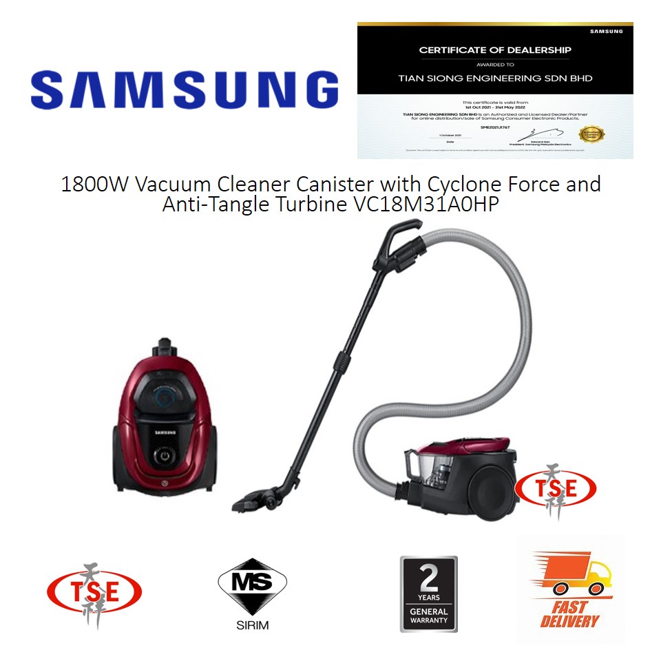 Samsung VC18M31A0HP 1800W Vacuum Cleaner Canister with Cyclone Force
