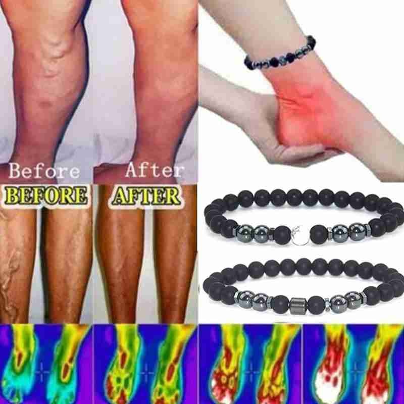 AntiSwelling Black Obsidian Anklet, Adjustable Weight Loss
