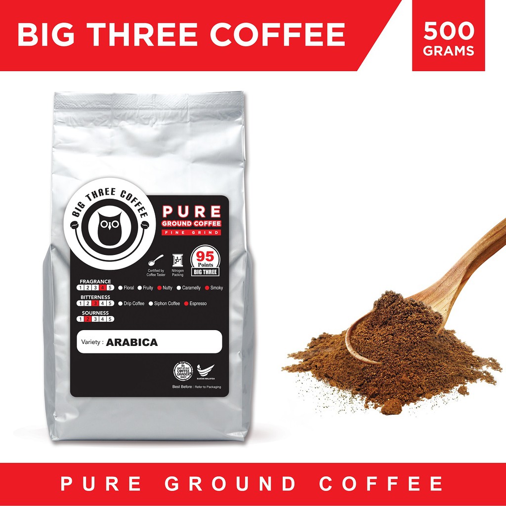 Arabica, Nitrogen Packed Ground Coffee (Brand of Big Three Coffee) 500g Shopee Malaysia