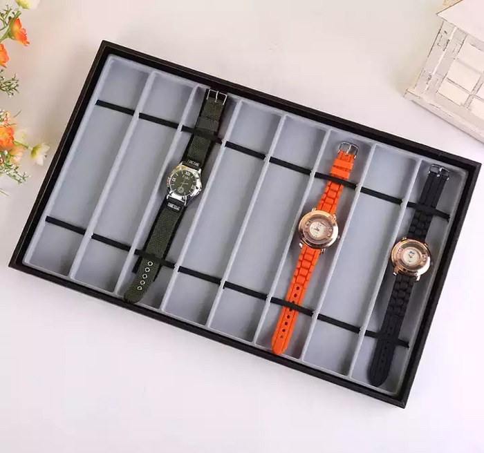 10 Slot Watch Band Holder, Watch Strap Case with Girds Velvet Watch Strap Band Gift Box Display