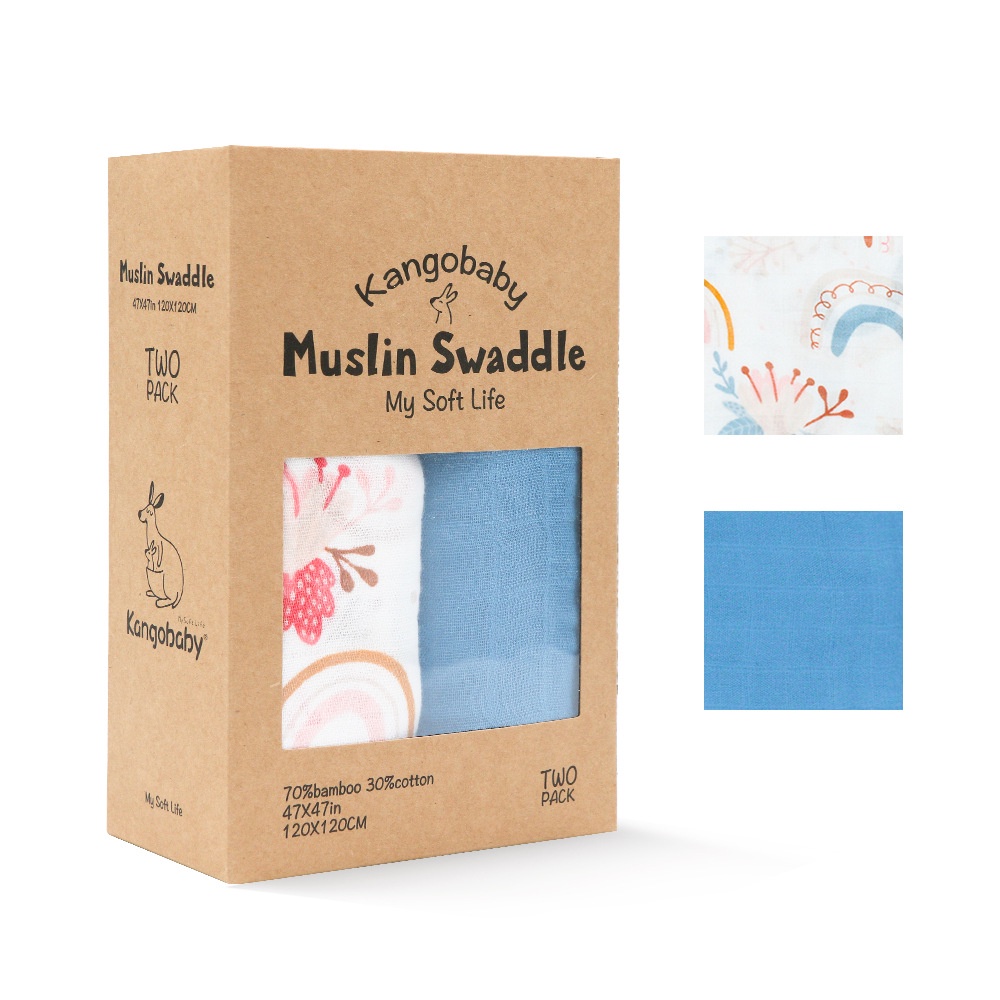 Bamboo Cotton Muslin Swaddle Blankets Newborn 4Pack Soft Baby Receiving