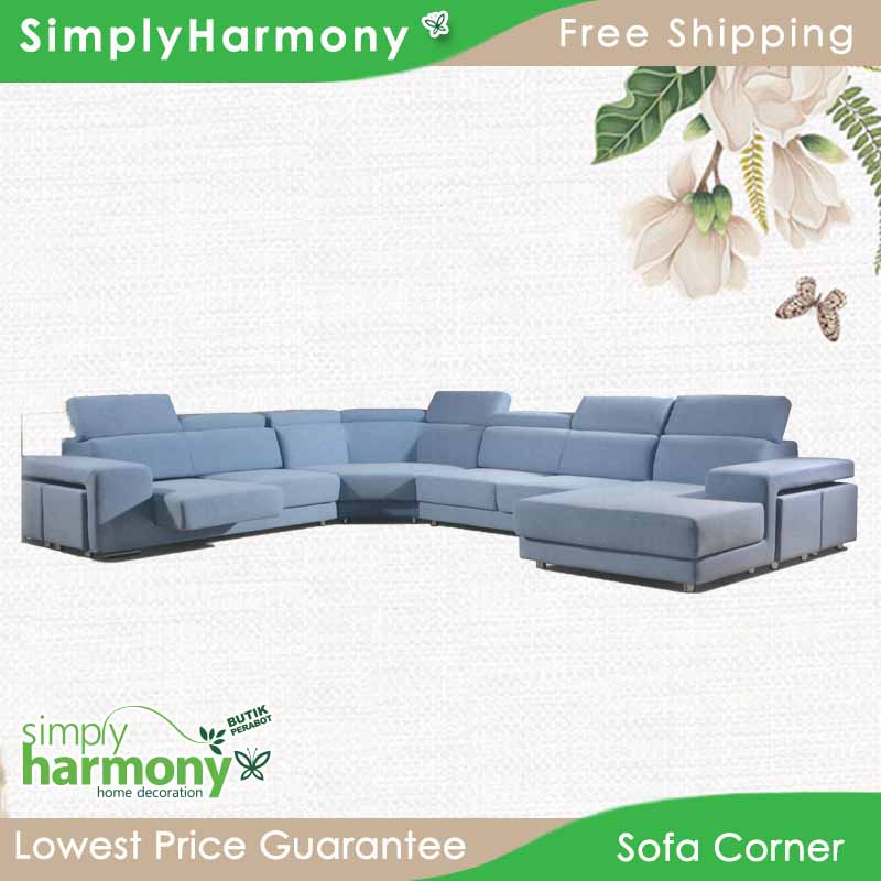 SHSB Extra Large L Shape Sofa / Sofa Fabric / 6 Seater + L Shape Sofa