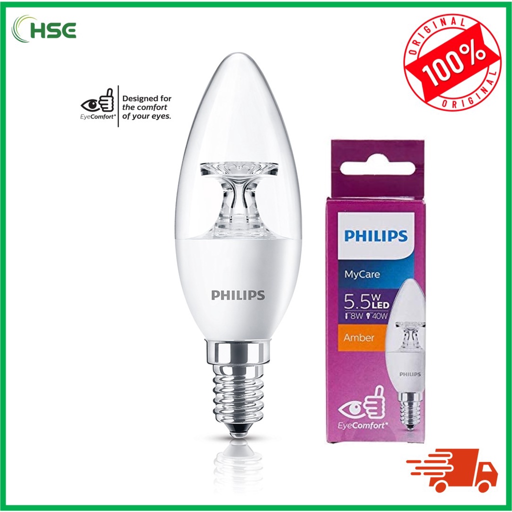 PHILIPS LED Candle Bulb 5.5W(40W) E14 B35 CL (2700K) Warm White HSE