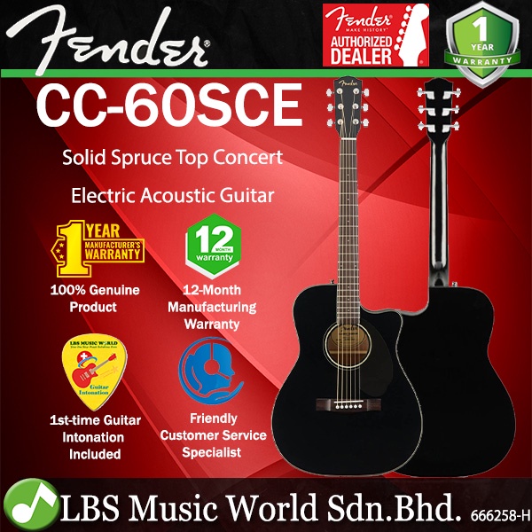 Fender CC60SCE Solid Spruce Top Concert Acoustic Electric Guitar