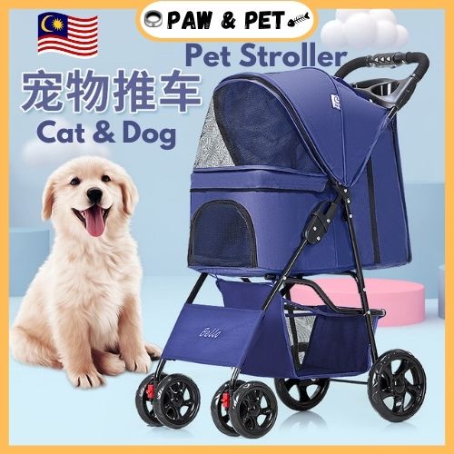 Original Bello Pet Stroller Foldable Stroller 4 Wheels Cat & Dog