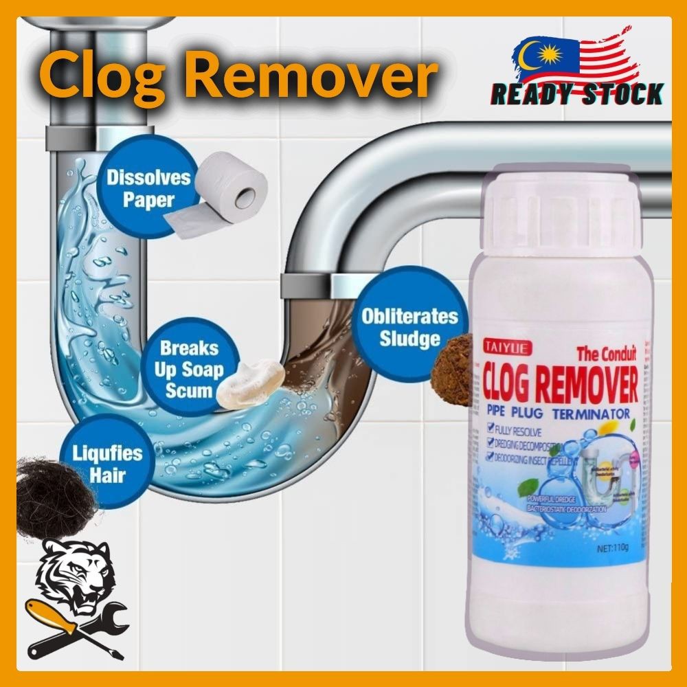 3T Clog Remover Drain Pipe Basin Cleaner Kitchen Toilet Remover Clogged Drainage Powder 110g