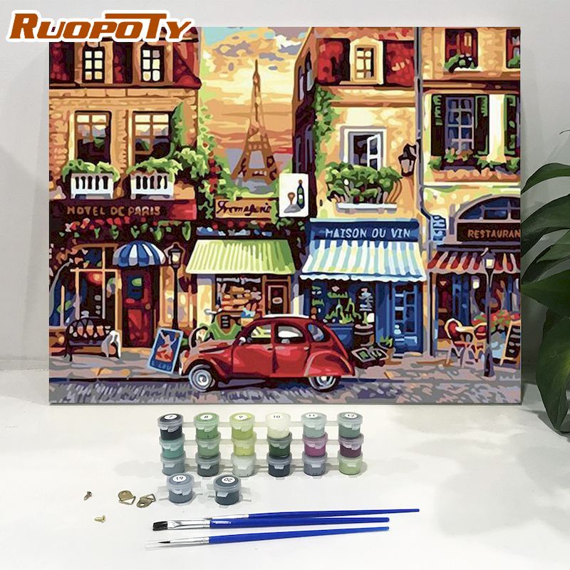 Ruopoty Paint By Number Acrylic Paint Landscape Oil Painting For Home Decoration ON Canvas
