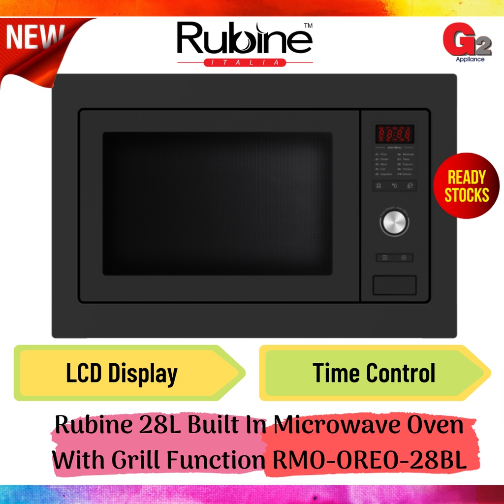 Rubine 28L Built In Microwave Oven With Grill Function RMOOREO28BL