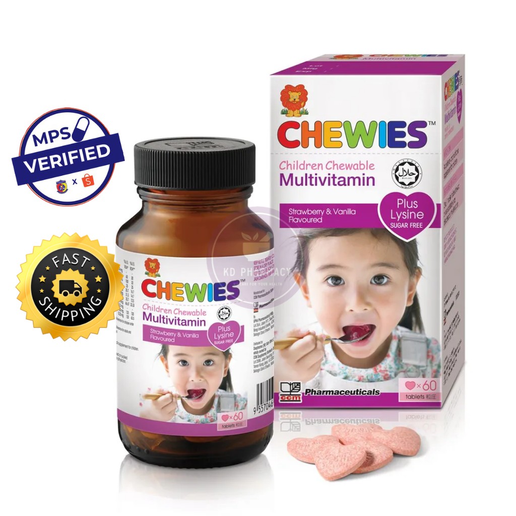 Chewies Multivitamin Plus Lysine Chewable Tablets 60's / vitamin tambah