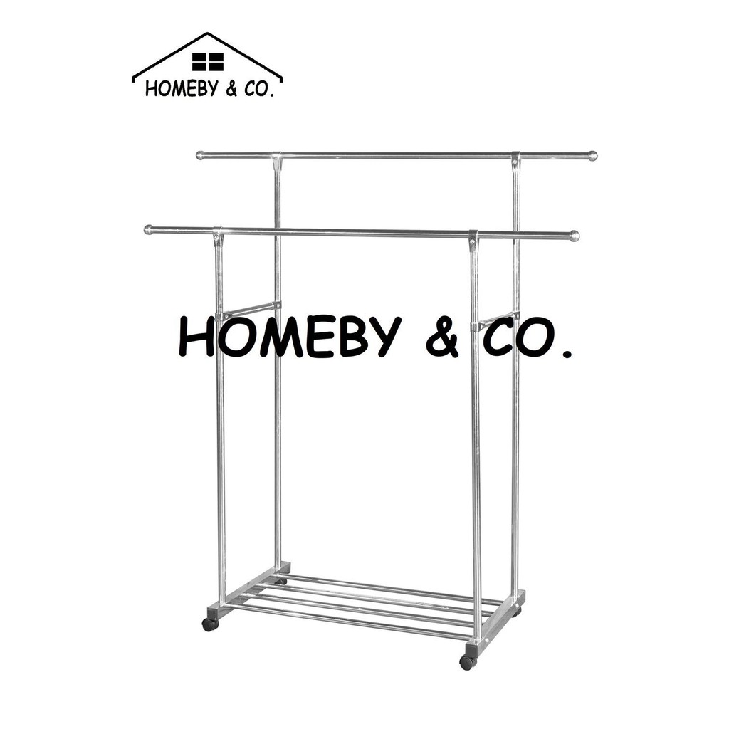HOMEBY Stainless Steel Clothes Hanger Rack Stand / Indoor Outdoor